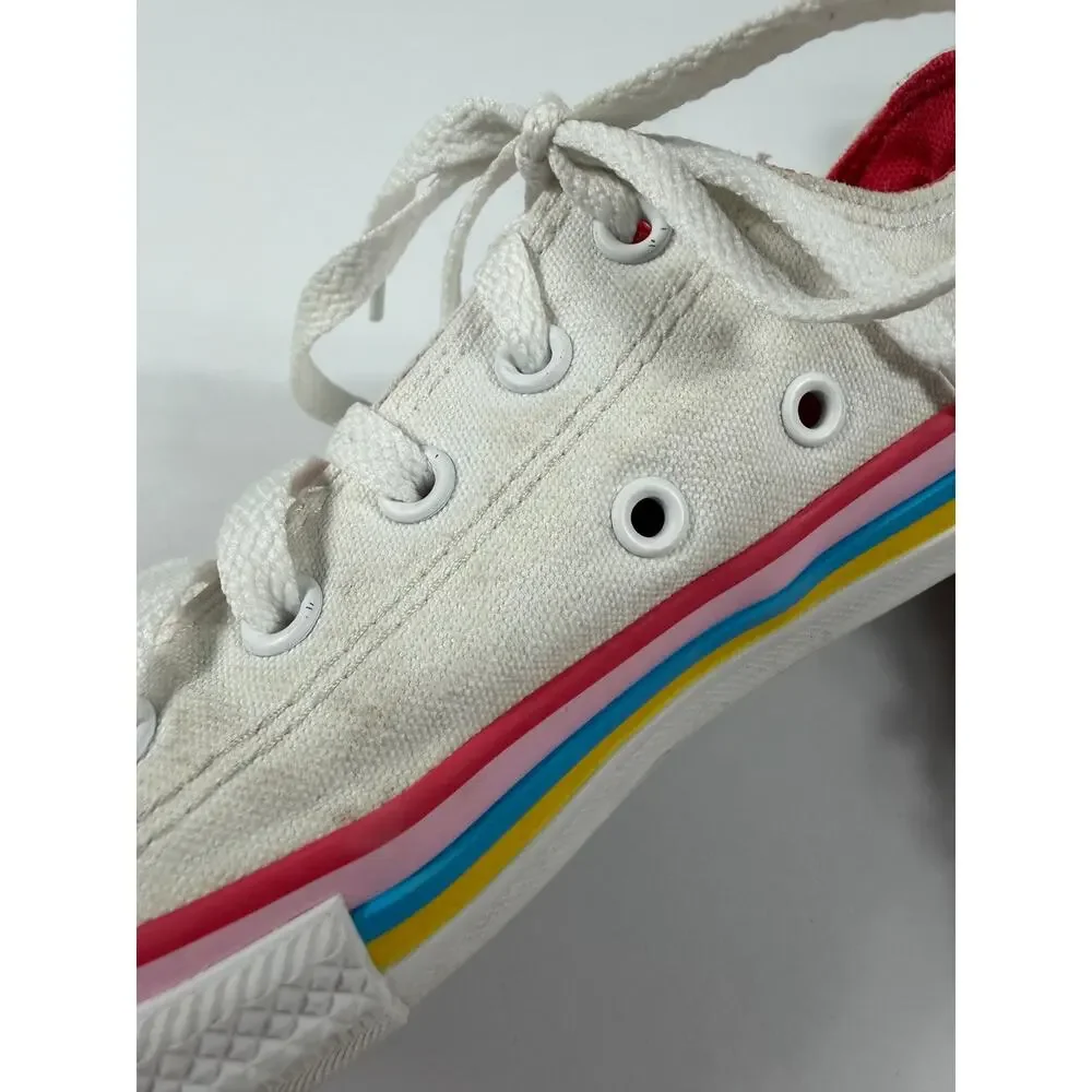 Converse Chuck Taylor All Star Ox Rainbow Stripe White Sneakers Girls Size 1